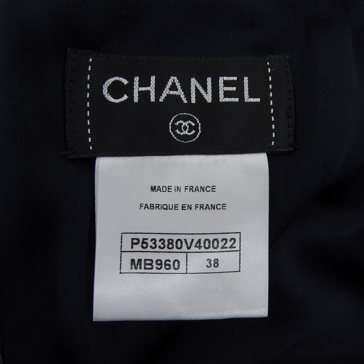 Chanel Cotton Lining Silk 100% CC Logo Skirt Navy 38 — view 7