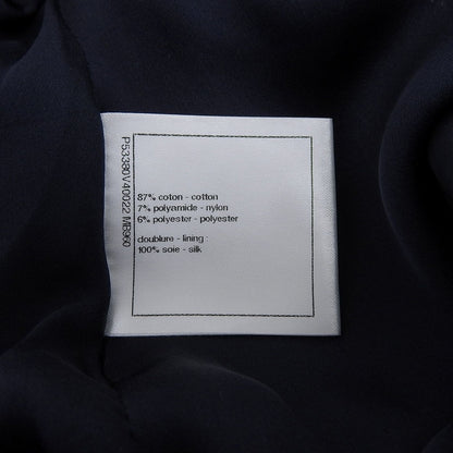 Chanel Cotton Lining Silk 100% CC Logo Skirt Navy 38 — view 8