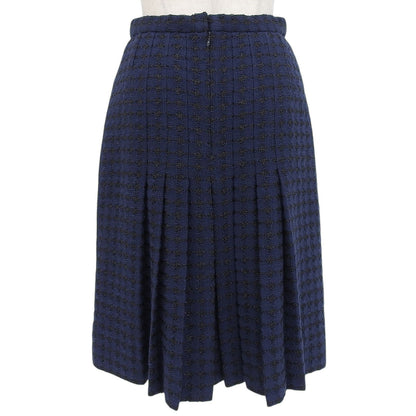 Chanel Cotton Lining Silk 100% CC Logo Skirt Navy 38 — view 2
