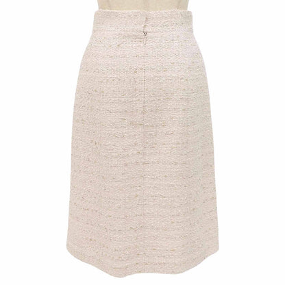 Chanel CC Logo Pencil Skirt Tweed Pink 38 — view 2