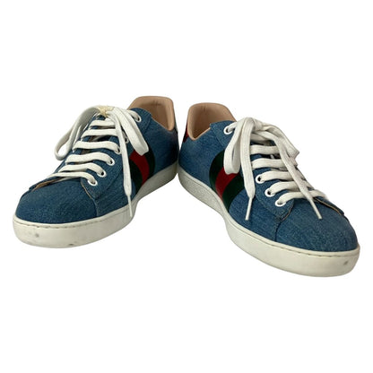 Gucci Sneakers Light Blue Red Multi Embroidery Flower 7.5 — view 2