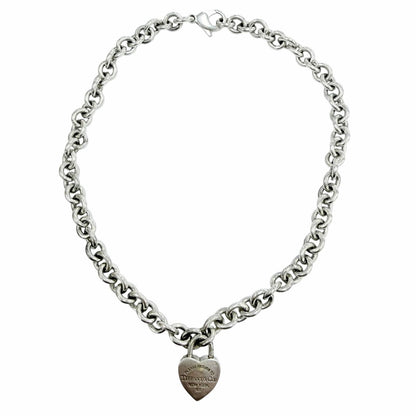 Tiffany & Co Return to Tiffany Heart Lock Choker 925 Necklace Silver