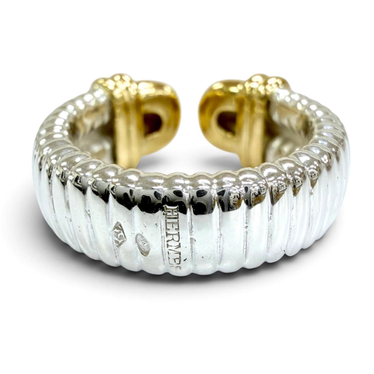 Hermes 18k Ring Yellow Gold Silver JP — view 3