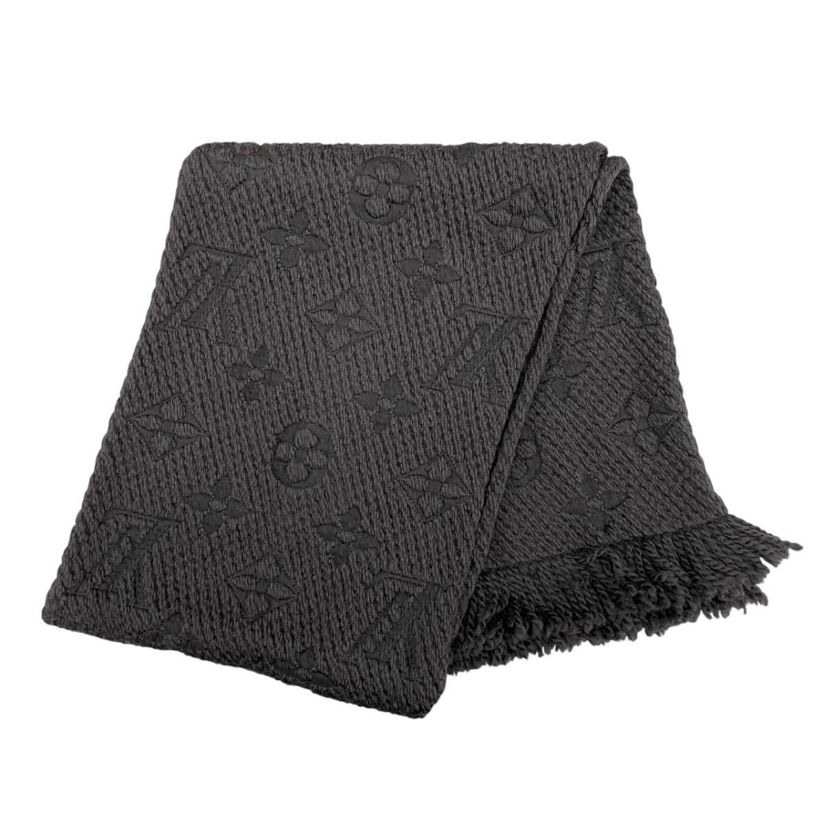 Louis Vuitton Scarf Logomania Monogram Black Wool Silk — view 2
