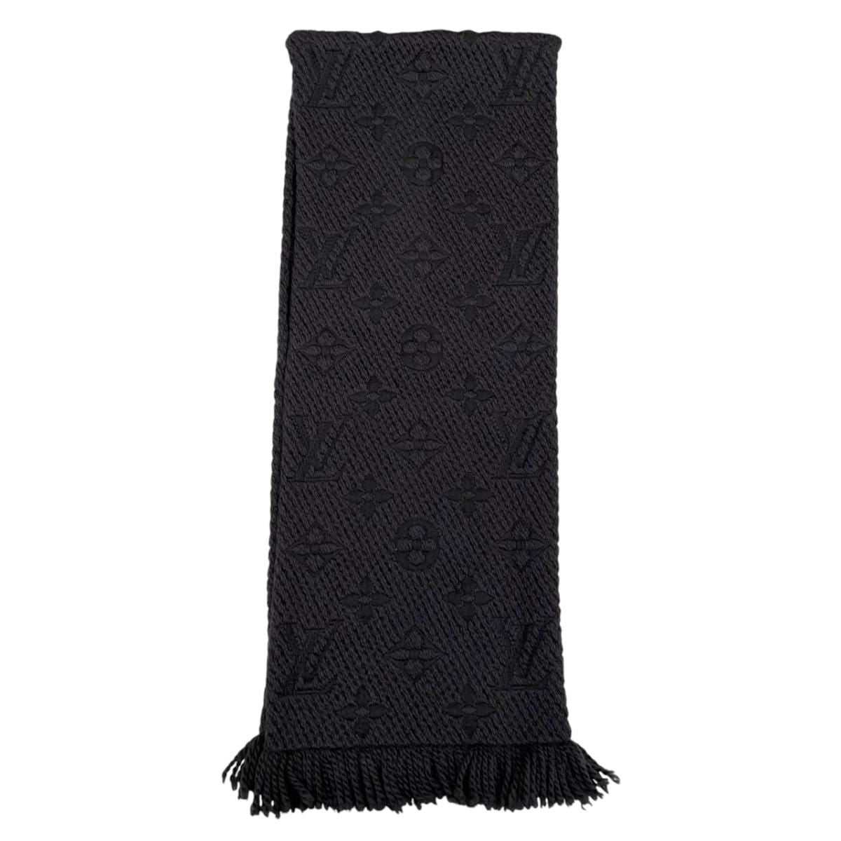 Louis Vuitton Scarf Logomania Monogram Black Wool Silk — view 6