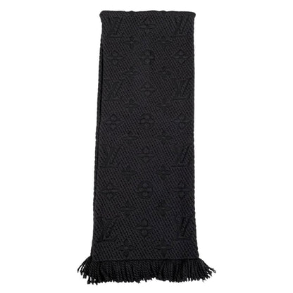 Louis Vuitton Scarf Logomania Monogram Black Wool Silk — view 6
