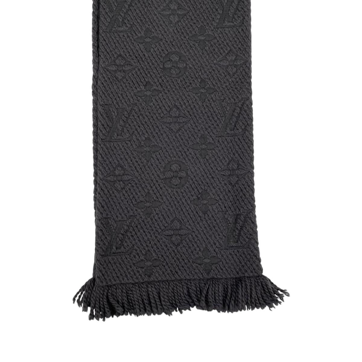 Louis Vuitton Scarf Logomania Monogram Black Wool Silk — view 8