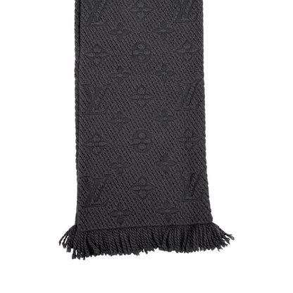 Louis Vuitton Scarf Logomania Monogram Black Wool Silk — view 8