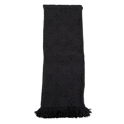 Louis Vuitton Scarf Logomania Monogram Black Wool Silk — view 3