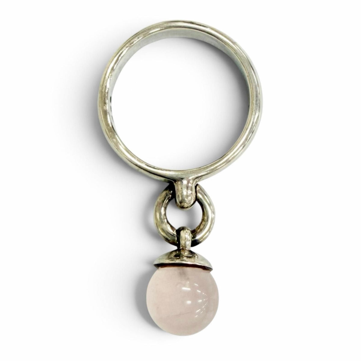 Tiffany & Co Ball Dangle Ring 925 Rose Quartz Silver Light Pink Watch — view 6