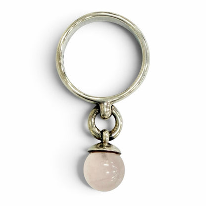 Tiffany & Co Ball Dangle Ring 925 Rose Quartz Silver Light Pink Watch — view 6