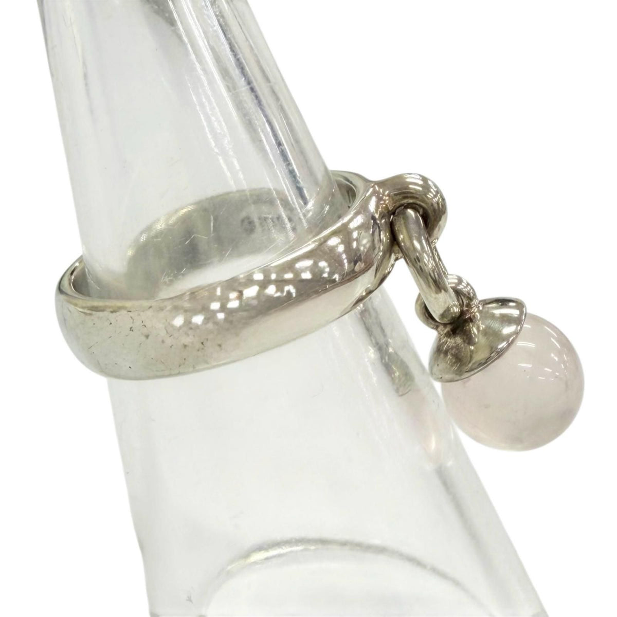 Tiffany & Co Ball Dangle Ring 925 Rose Quartz Silver Light Pink Watch — view 4