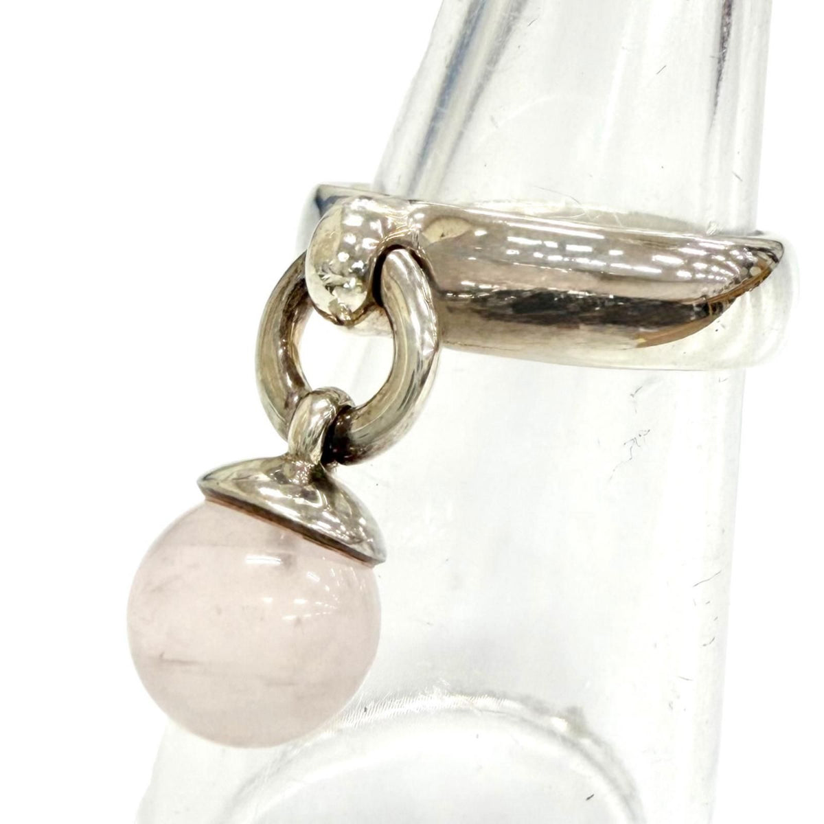 Tiffany & Co Ball Dangle Ring 925 Rose Quartz Silver Light Pink Watch
