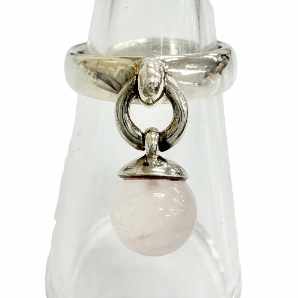 Tiffany & Co Ball Dangle Ring 925 Rose Quartz Silver Light Pink Watch — view 2