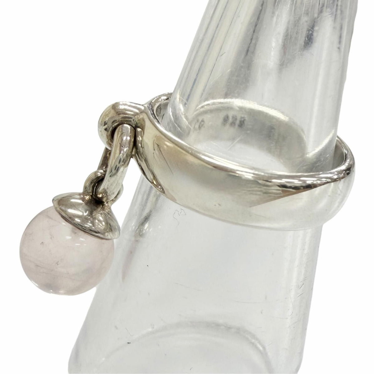Tiffany & Co Ball Dangle Ring 925 Rose Quartz Silver Light Pink Watch — view 3