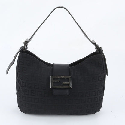Fendi Zucchino Mamma Bucket Leather Shoulder Bag Hand Black