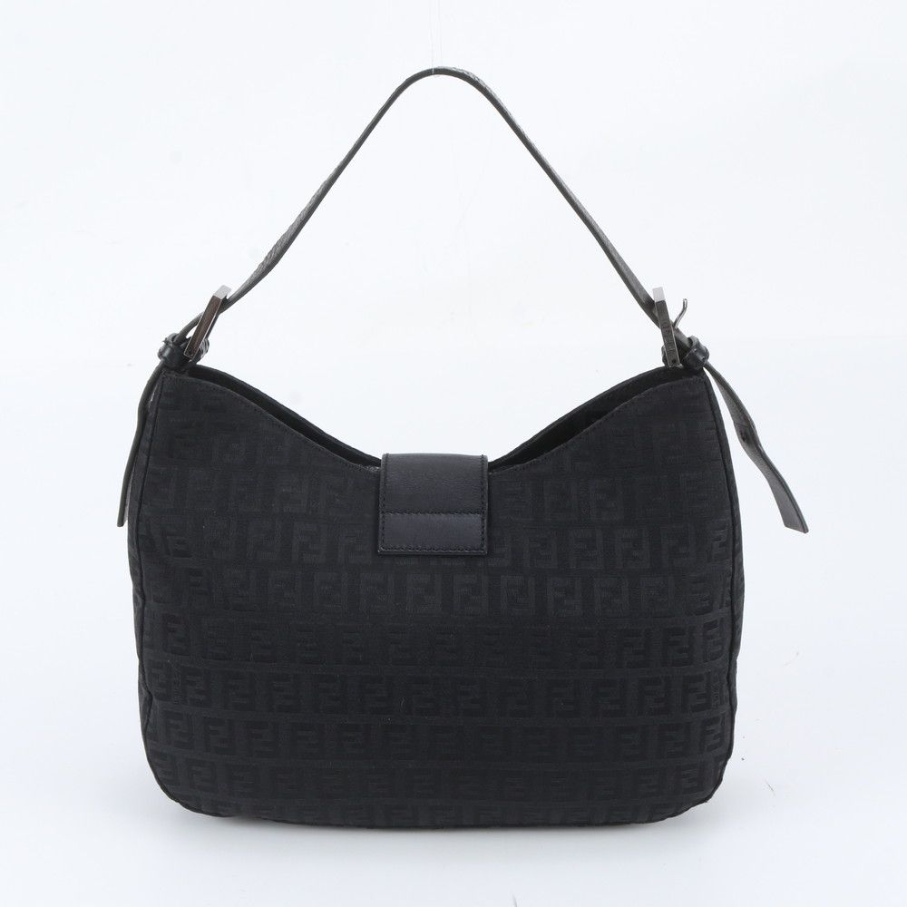 Fendi Zucchino Mamma Bucket Leather Shoulder Bag Hand Black — view 3