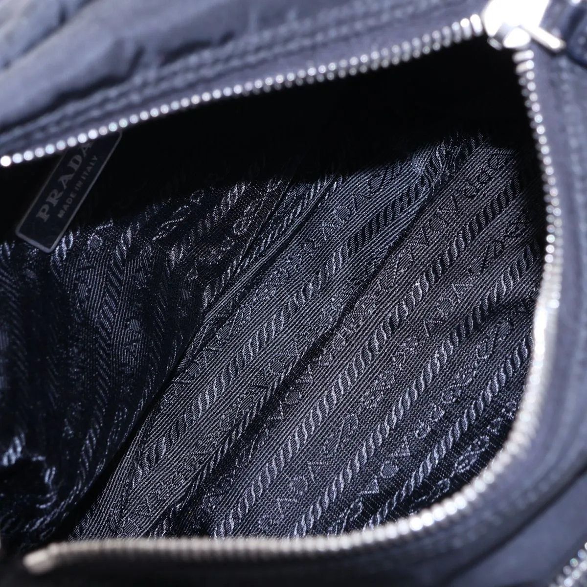 Prada Tessuto Nylon Triangle Logo Leather Shoulder Bag Crossbody Messenger — view 6