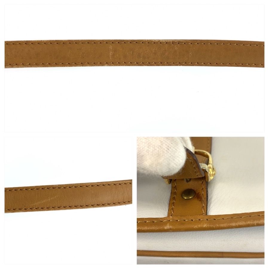 Celine Vintage White Brown Gold Leather Shoulder Bag Pochette — view 7