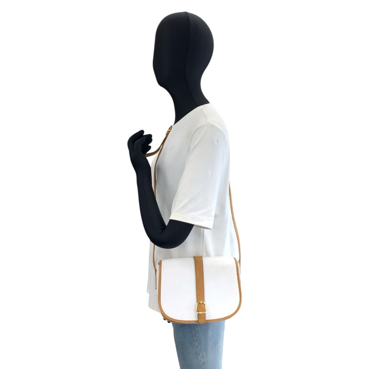 Celine Vintage White Brown Gold Leather Shoulder Bag Pochette — view 8