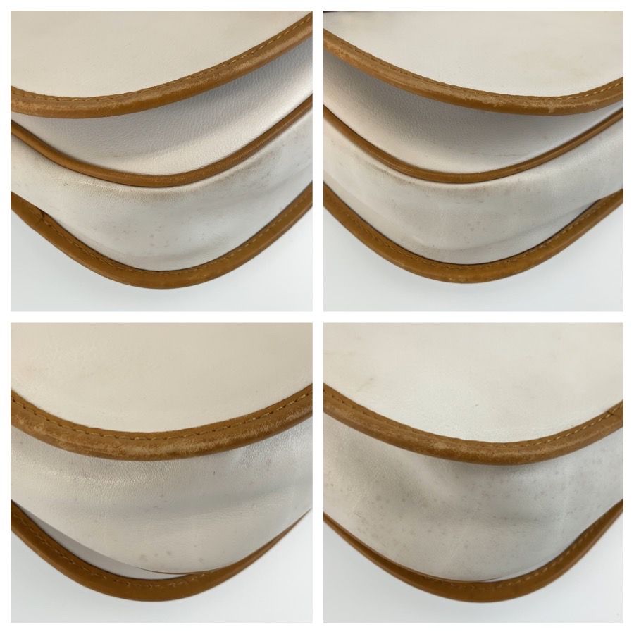 Celine Vintage White Brown Gold Leather Shoulder Bag Pochette — view 4