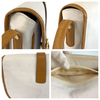 Celine Vintage White Brown Gold Leather Shoulder Bag Pochette — view 6