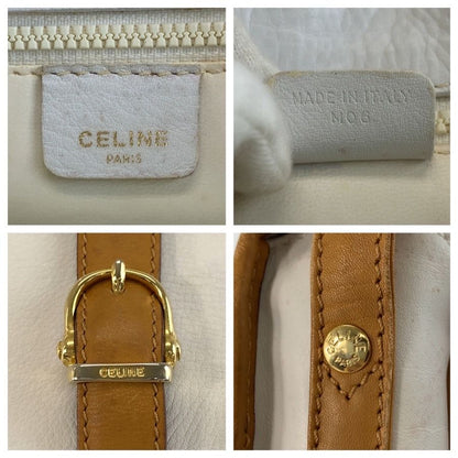 Celine Vintage White Brown Gold Leather Shoulder Bag Pochette — view 3