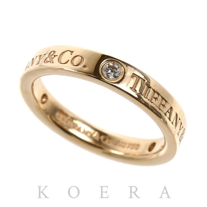 Tiffany & Co 18k Pink Gold Flat Band Diamond Ring