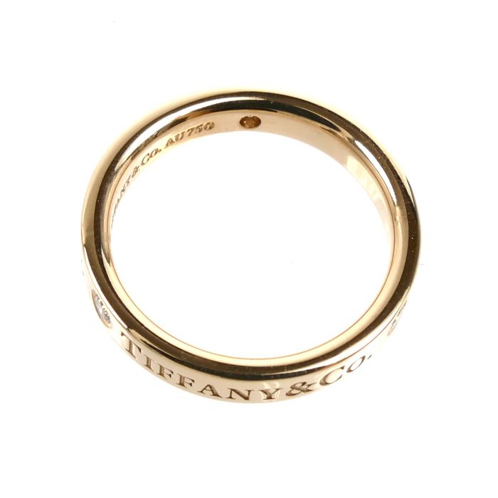 Tiffany & Co 18k Pink Gold Flat Band Diamond Ring — view 4