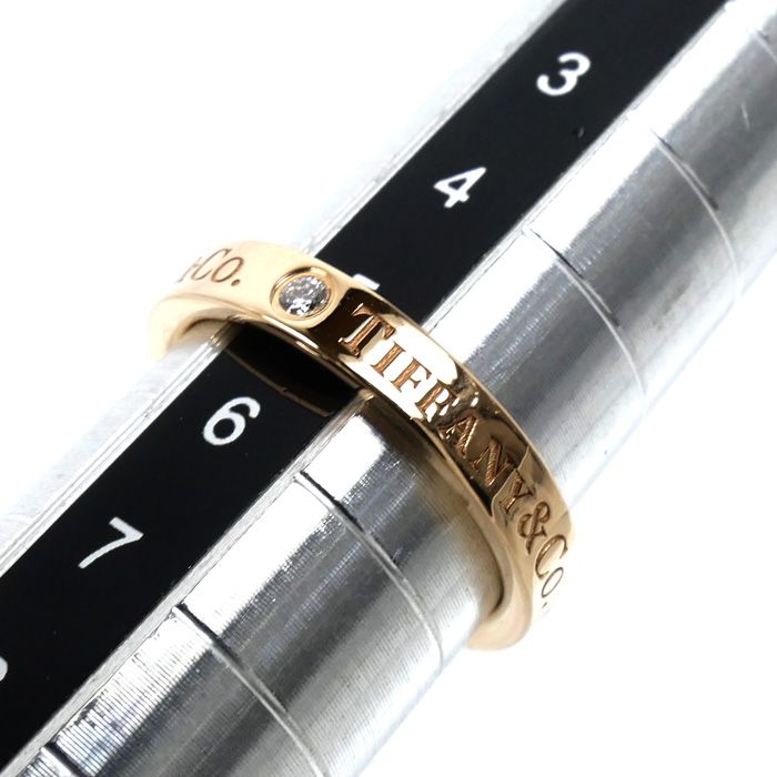 Tiffany & Co 18k Pink Gold Flat Band Diamond Ring — view 6