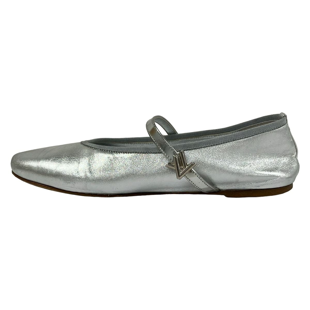 Louis Vuitton Flat Shoes Silver Leather