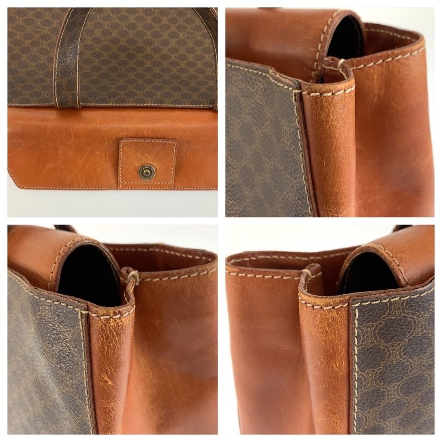 Celine Vintage Macadam Brown Leather Tote Bag — view 5