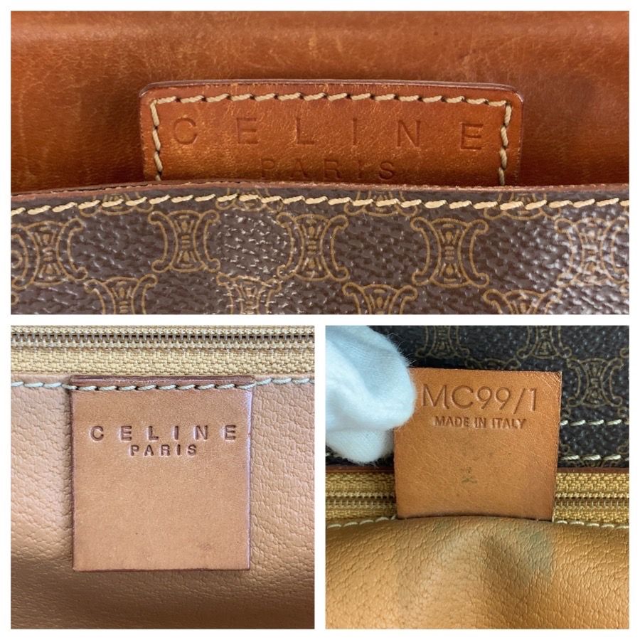 Celine Vintage Macadam Brown Leather Tote Bag — view 3
