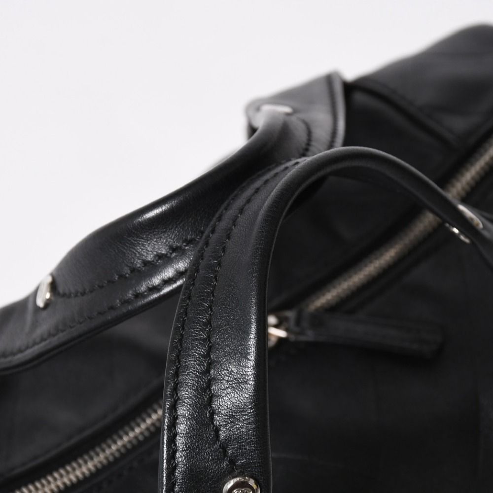 Chanel Chevron Mini Boston Bag Black CC Logo V-stitch Lambskin Silver — view 7
