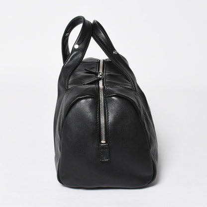 Chanel Chevron Mini Boston Bag Black CC Logo V-stitch Lambskin Silver — view 4
