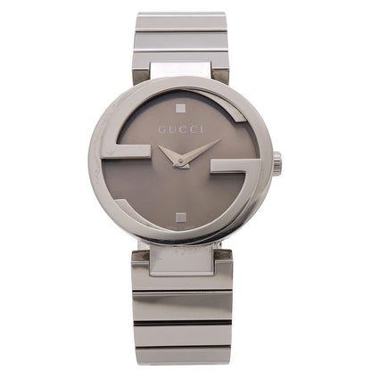 Gucci Brown Dial SS Interlocking G Quartz Watch 133.5