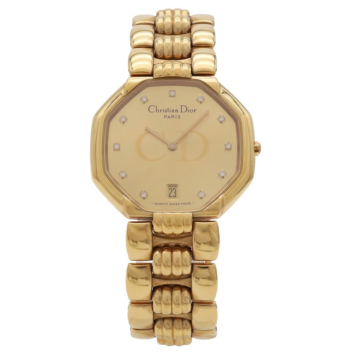 Dior Octagon Gold Dial Quartz Watch