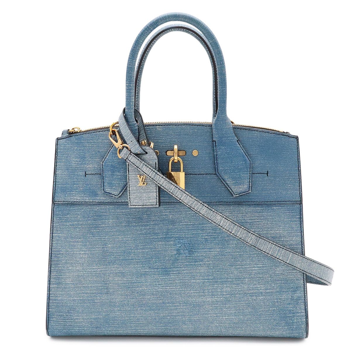 Louis Vuitton Steamer MM Tote 2-Way Shoulder Bag Blue