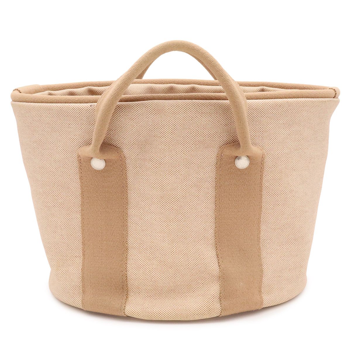 Hermes Laundry Bag Handbag Toile H Beige Silver