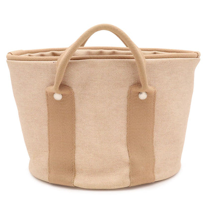 Hermes Laundry Bag Handbag Toile H Beige Silver
