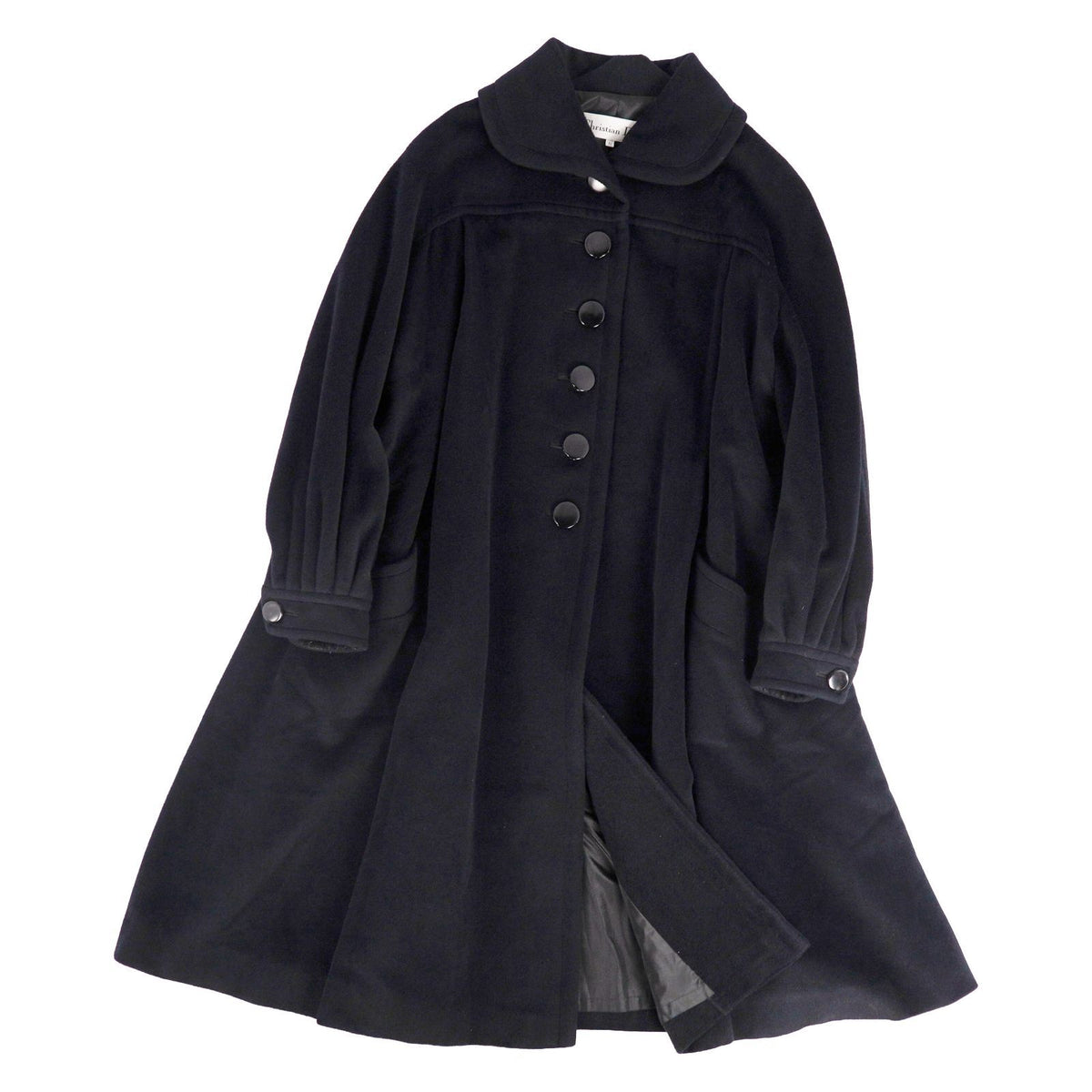 Dior Vintage Coat Long Flare Wool Angora 11 Black