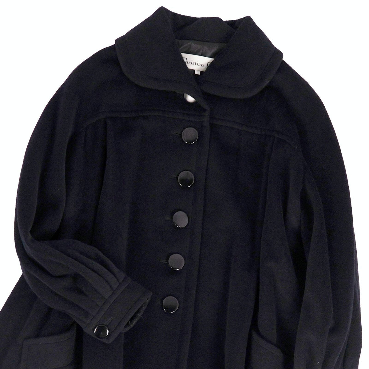 Dior Vintage Coat Long Flare Wool Angora 11 Black — view 2