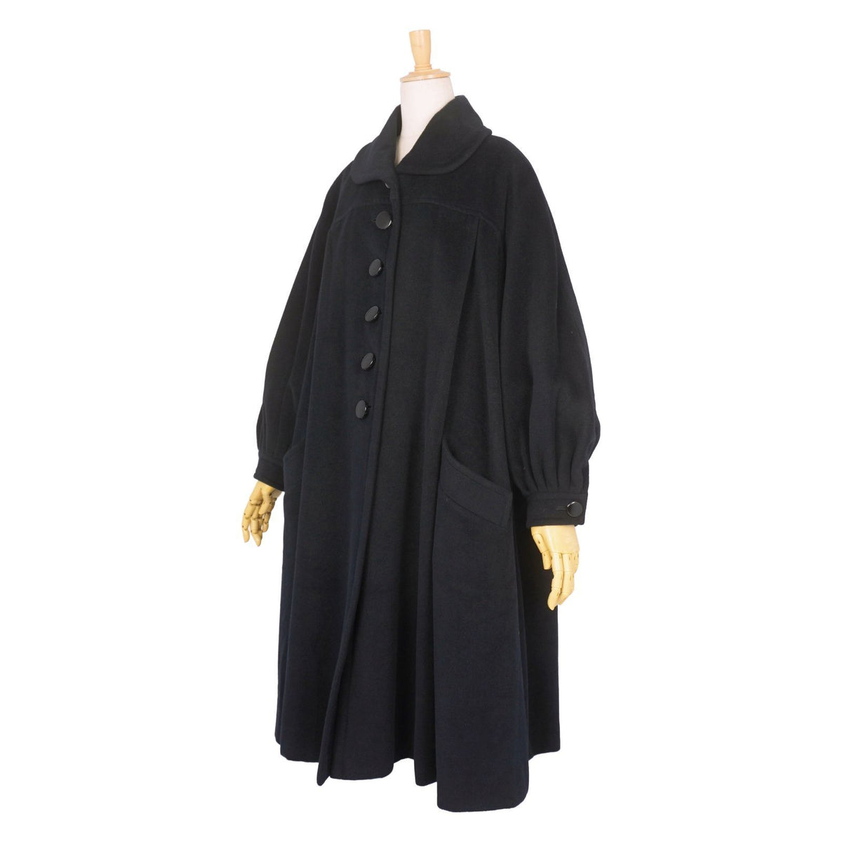 Dior Vintage Coat Long Flare Wool Angora 11 Black — view 5