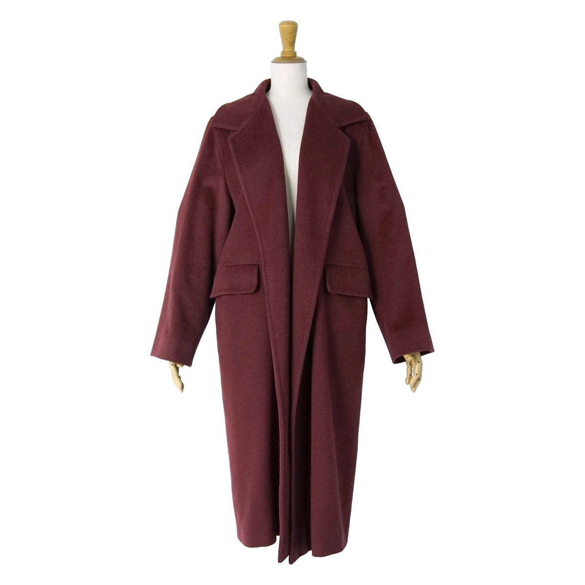 Max Mara Coat Long Buttonless Camel Shawl Red — view 5