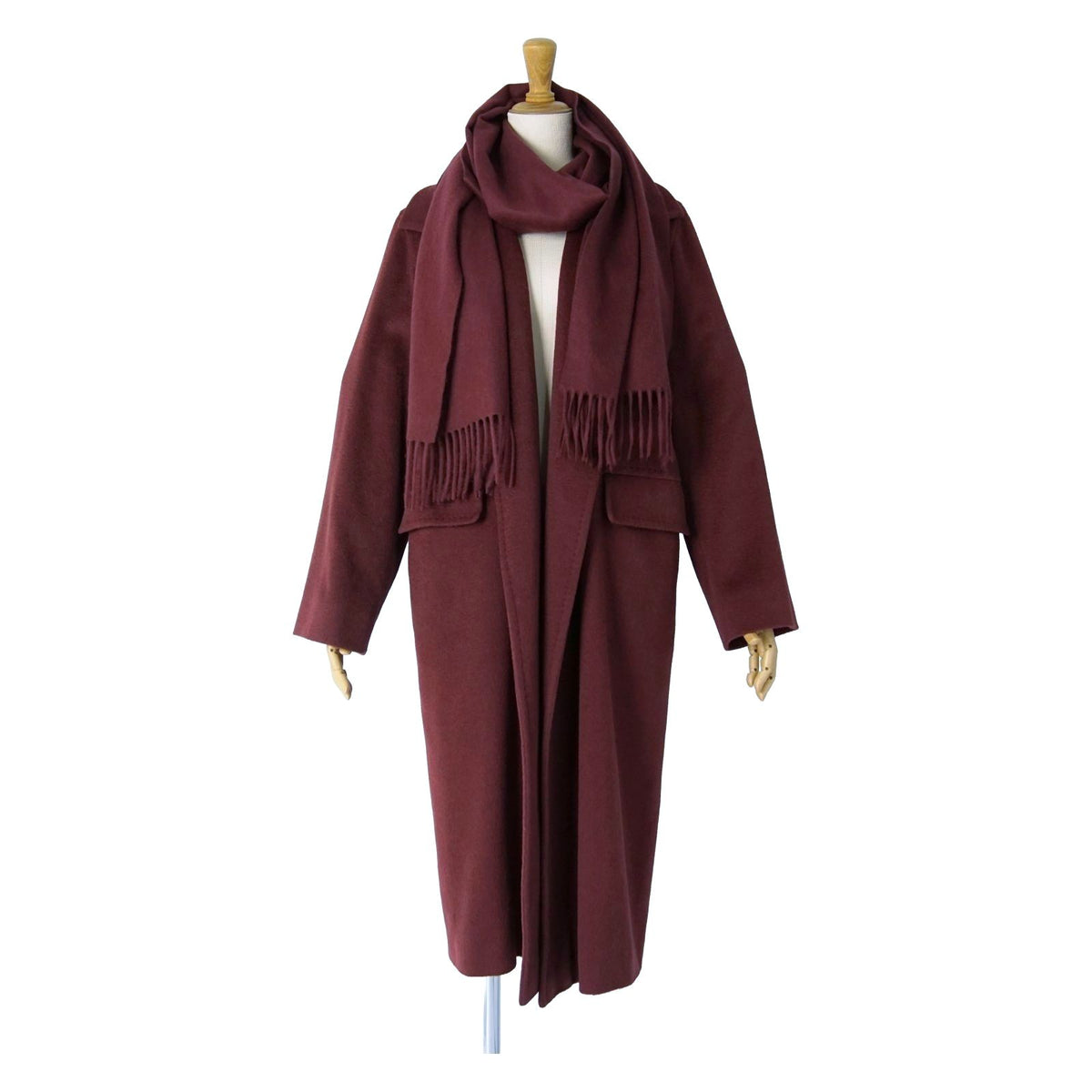 Max Mara Coat Long Buttonless Camel Shawl Red — view 4