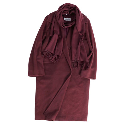 Max Mara Coat Long Buttonless Camel Shawl Red