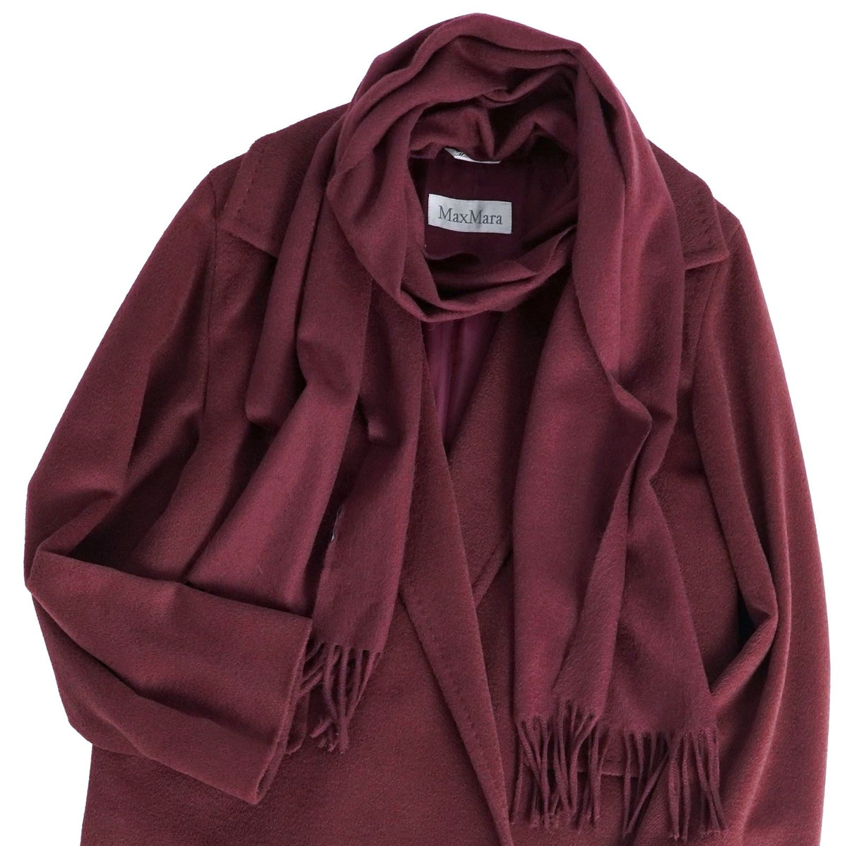 Max Mara Coat Long Buttonless Camel Shawl Red — view 3