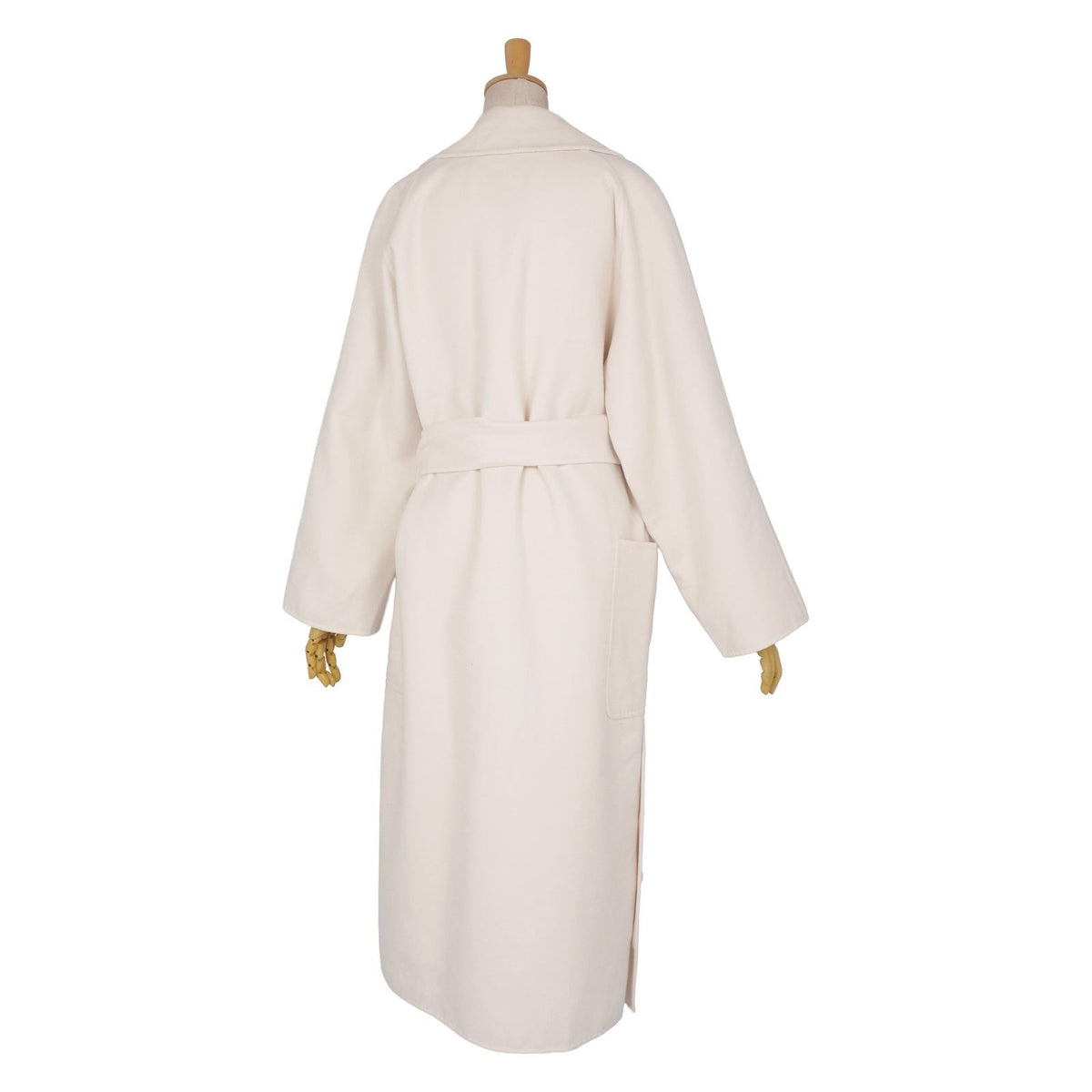 Max Mara Coat Long White Tag Cucito Mano Wrap Wool Cashmere Belted — view 6
