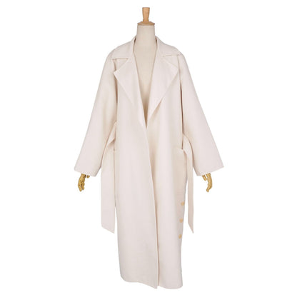 Max Mara Coat Long White Tag Cucito Mano Wrap Wool Cashmere Belted — view 4