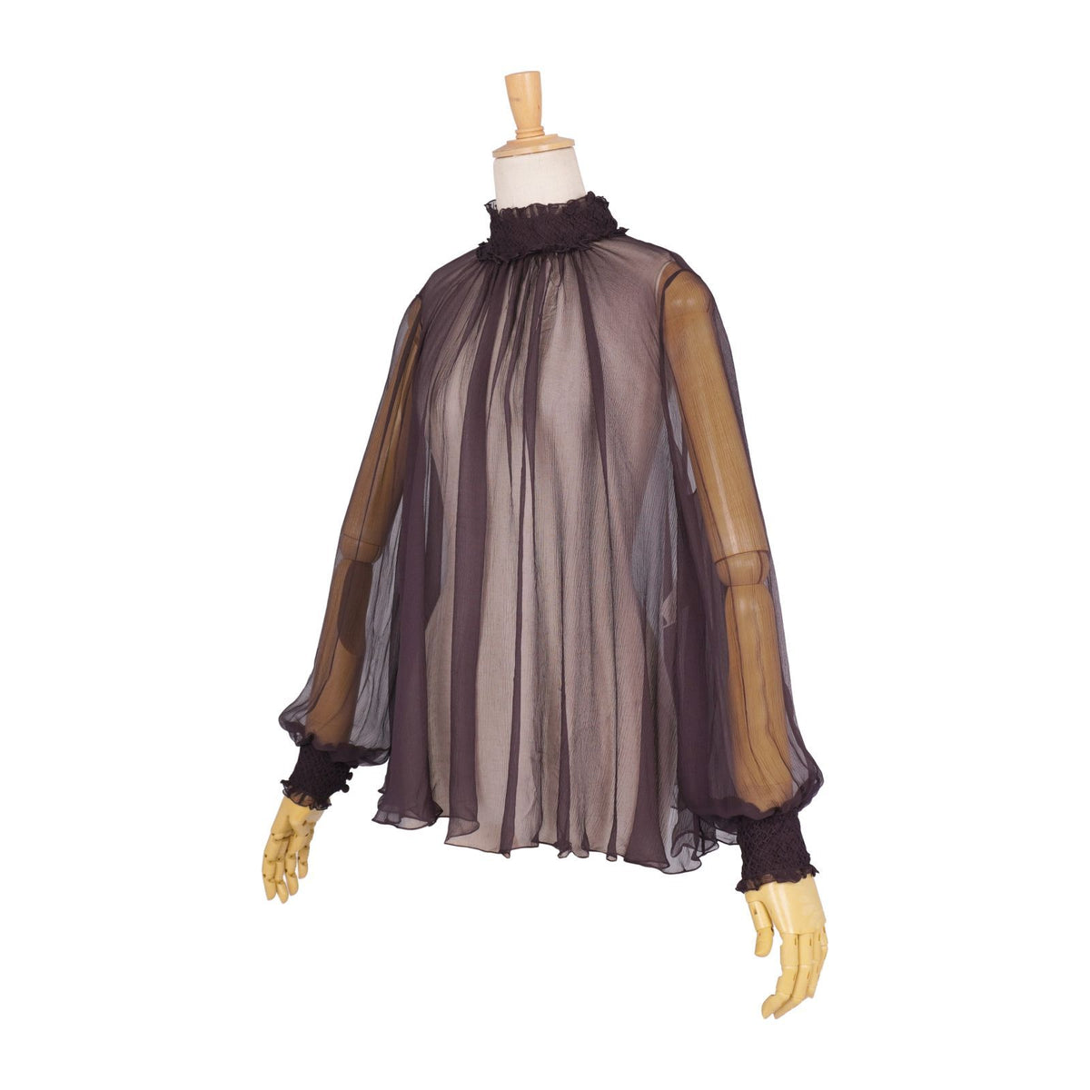 Dior Shirt Blouse Long Sleeve Sheer Silk Chiffon Top Purple US 4 — view 4
